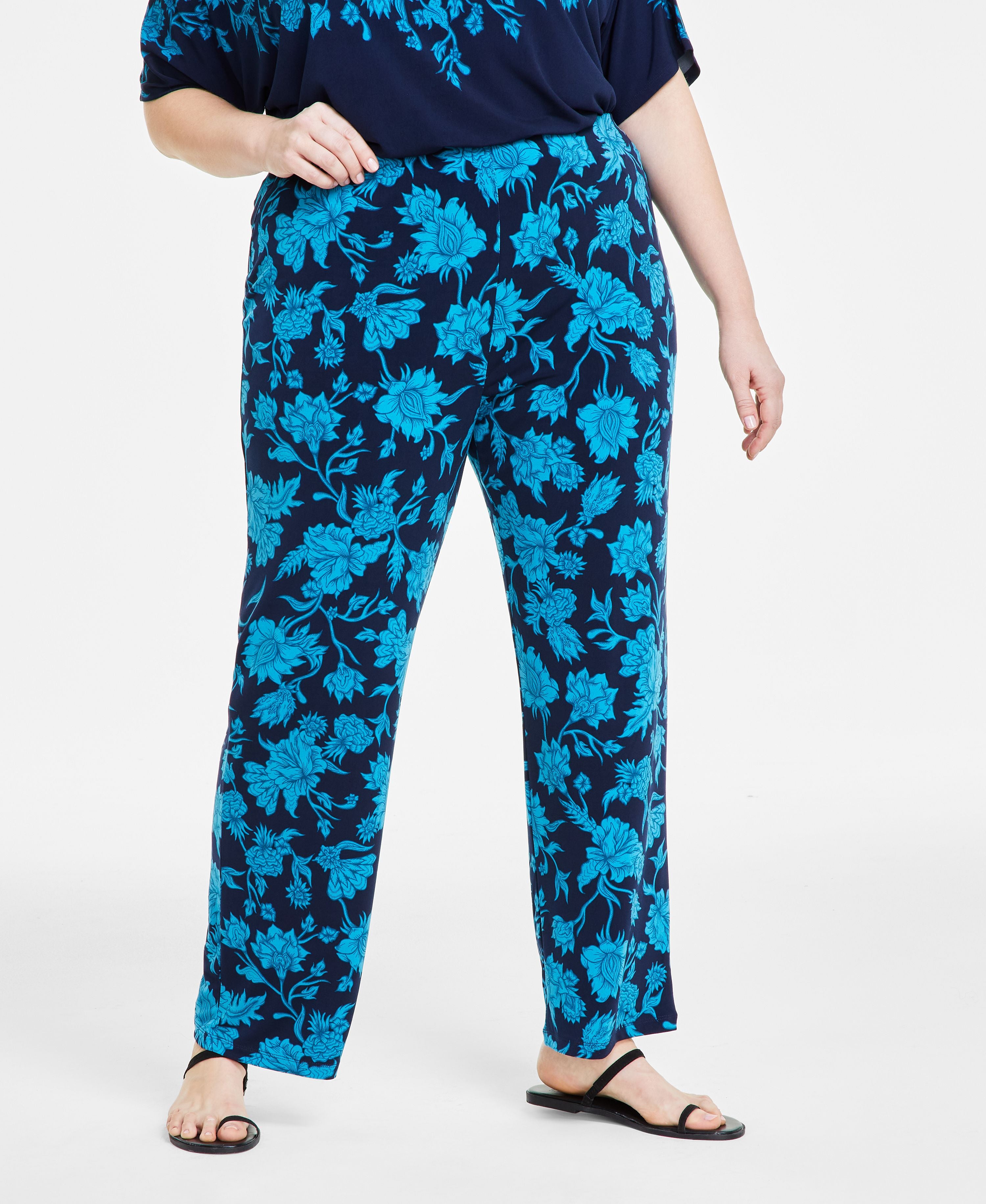 Plus Size Elena Printed Wide-Leg Pants