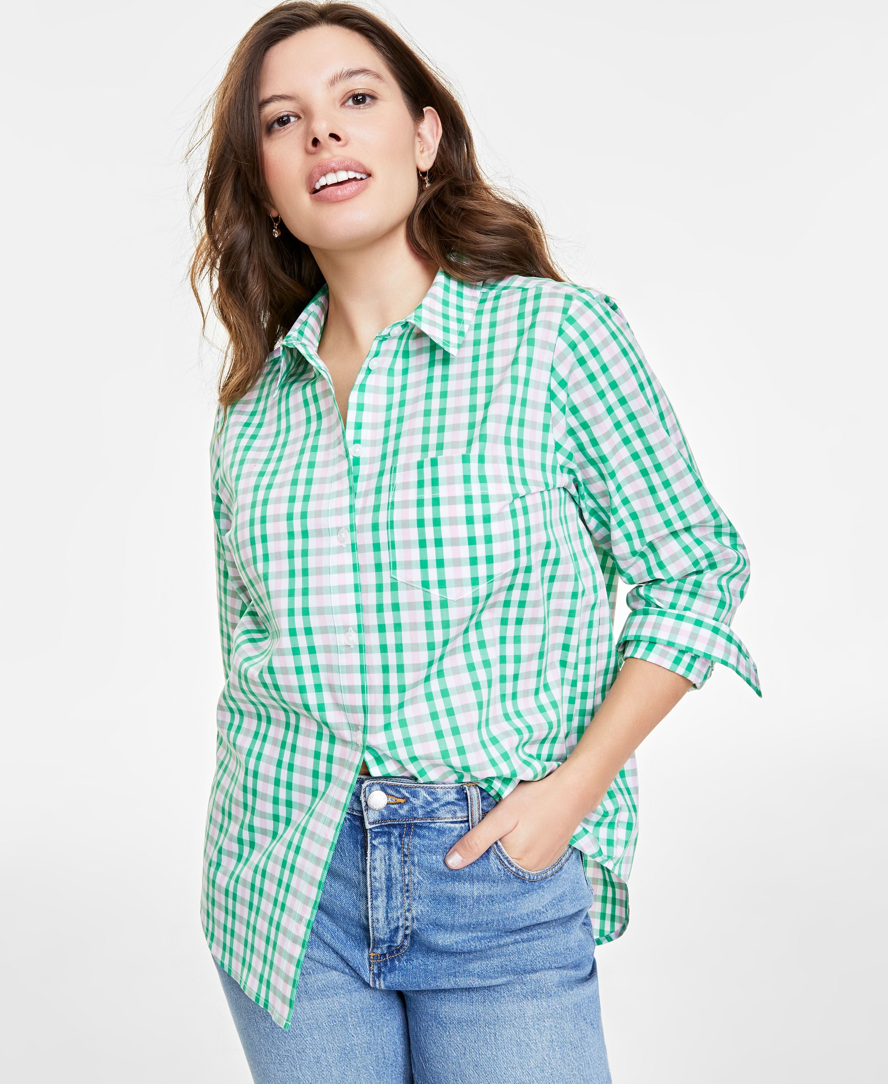 Women's Collared Button-Down Shirt, XXS-4X