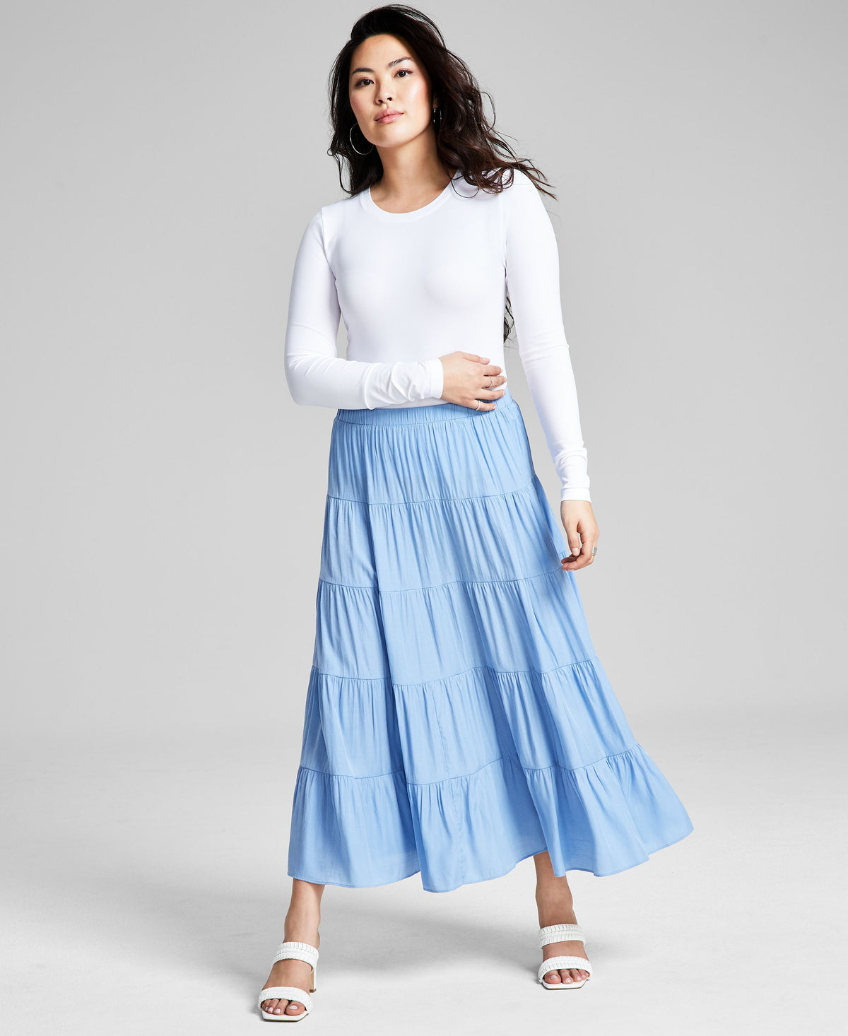 Women's Pull-On Tiered Maxi Skirt