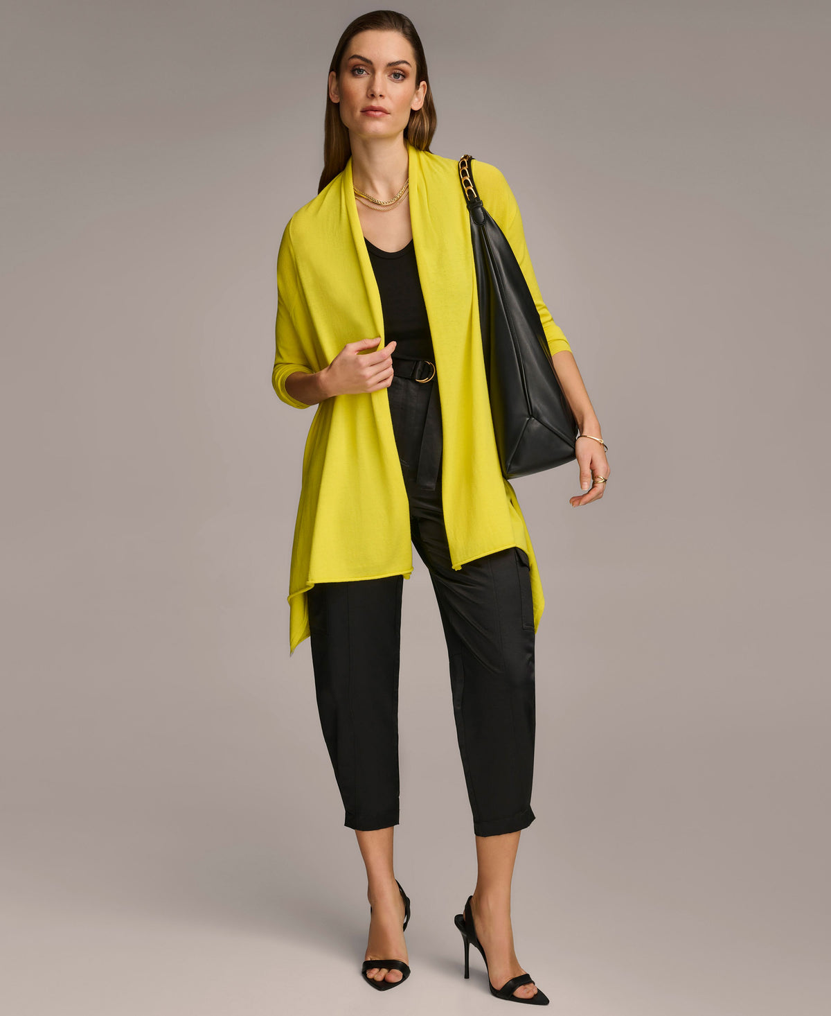 Donna Karan Women's Long-Sleeve Drape-Front Cardigan