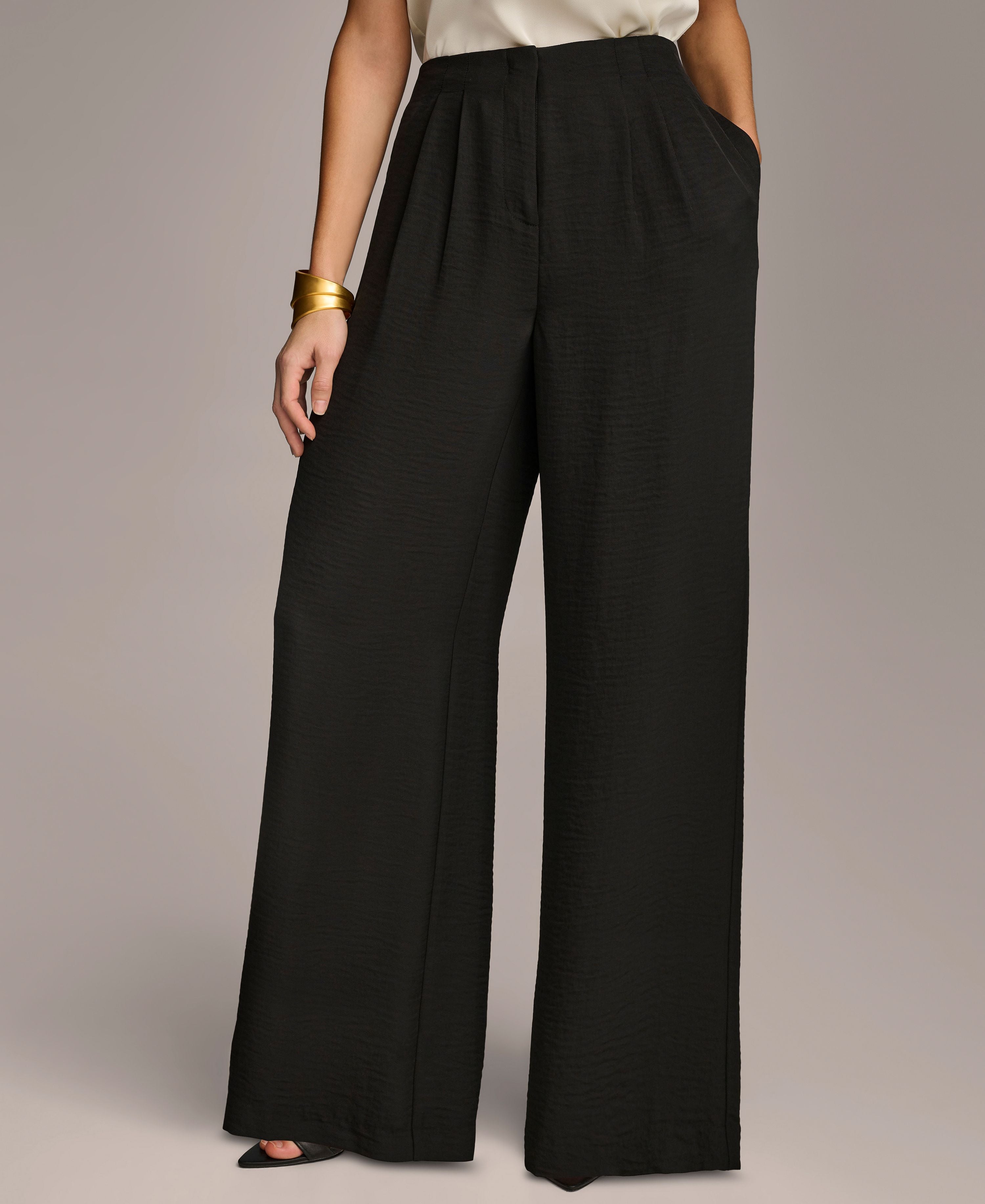 Donna Karan Cropped Belted Jacket & Wide Leg Pant
