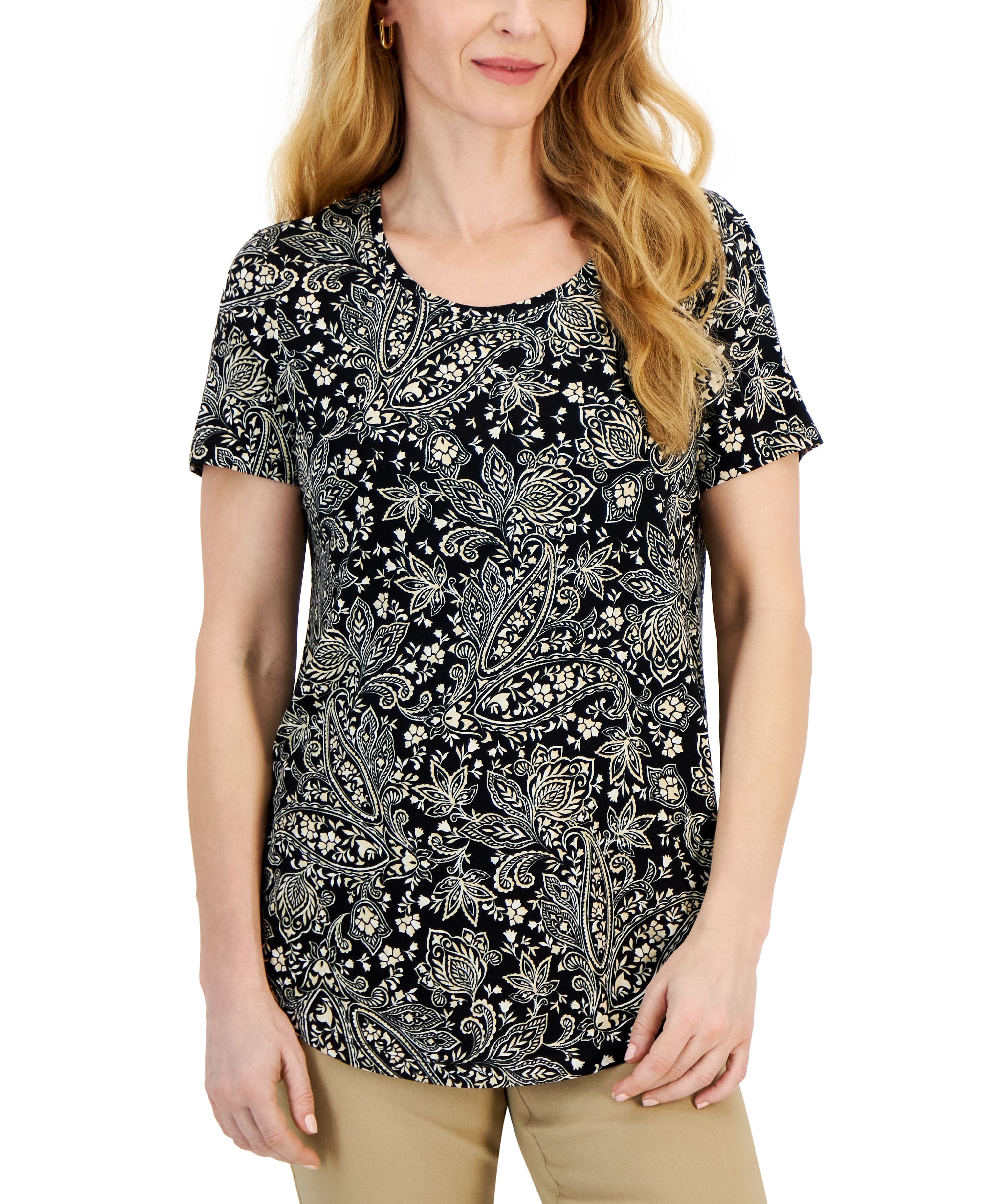 Petite Paige Paisley Short-Sleeve Top