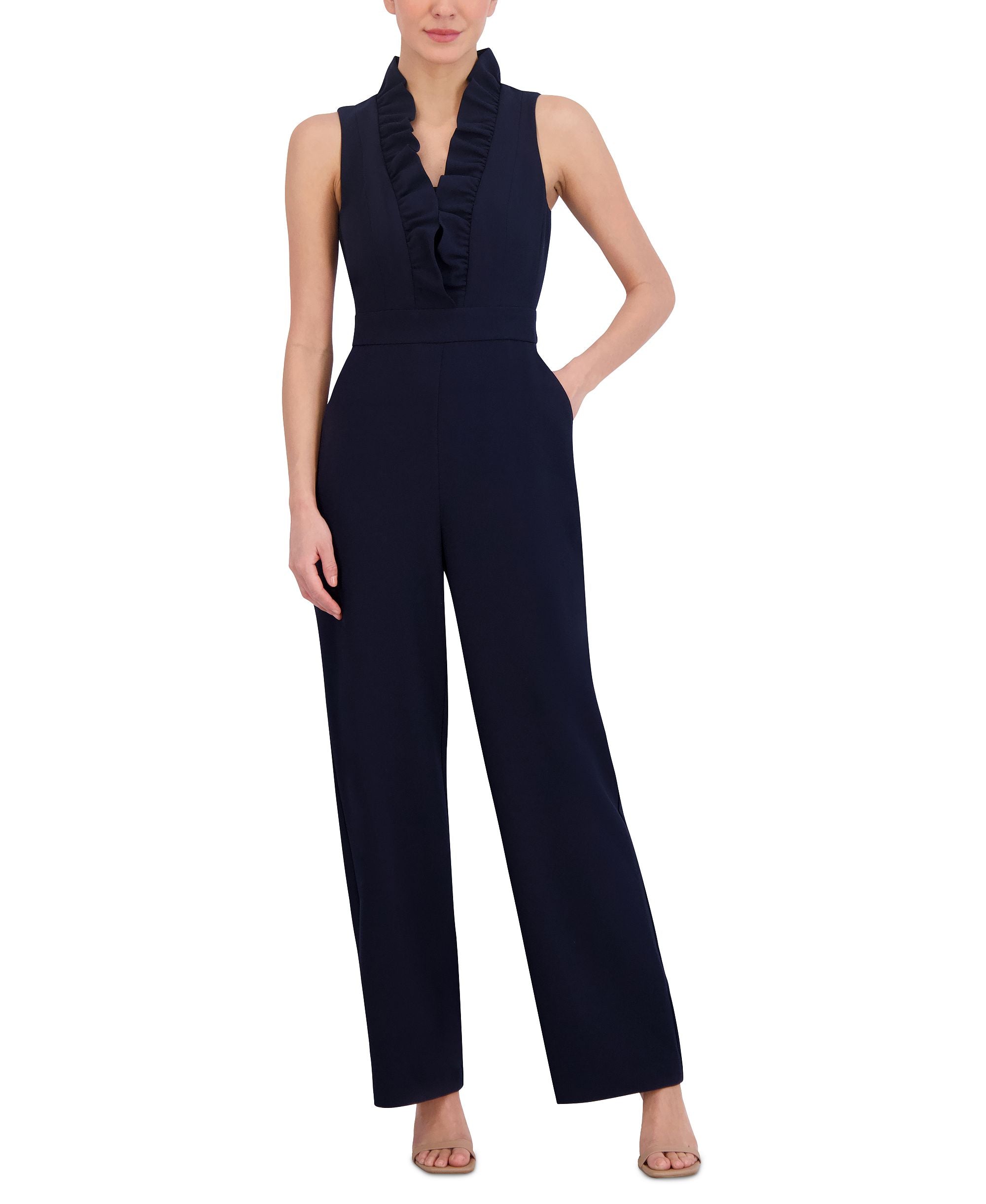 Women's Ruffle Trim Sleeveless Jumpsuit