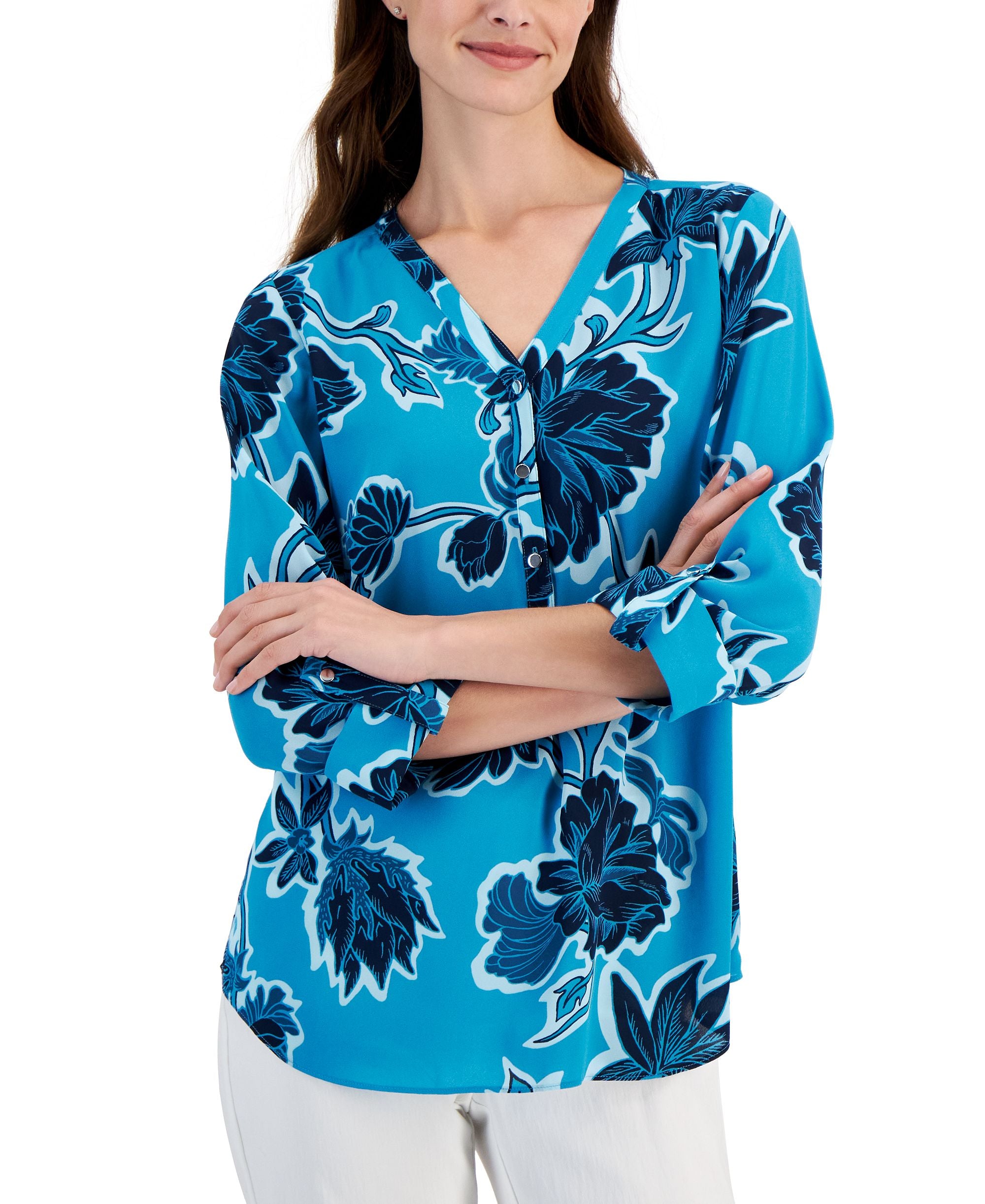Women's Felica Floral-Print Woven Utility Top
