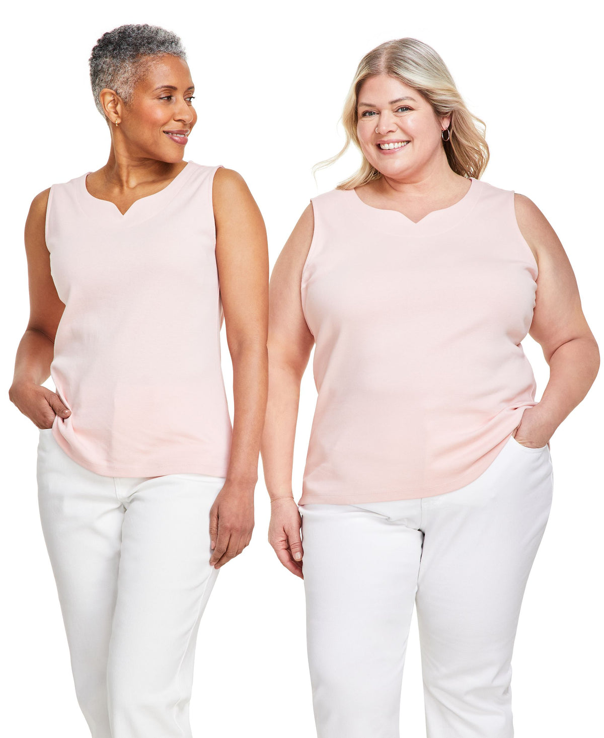 Women's Plus Size Sweetheart-Neck Sleeveless Top