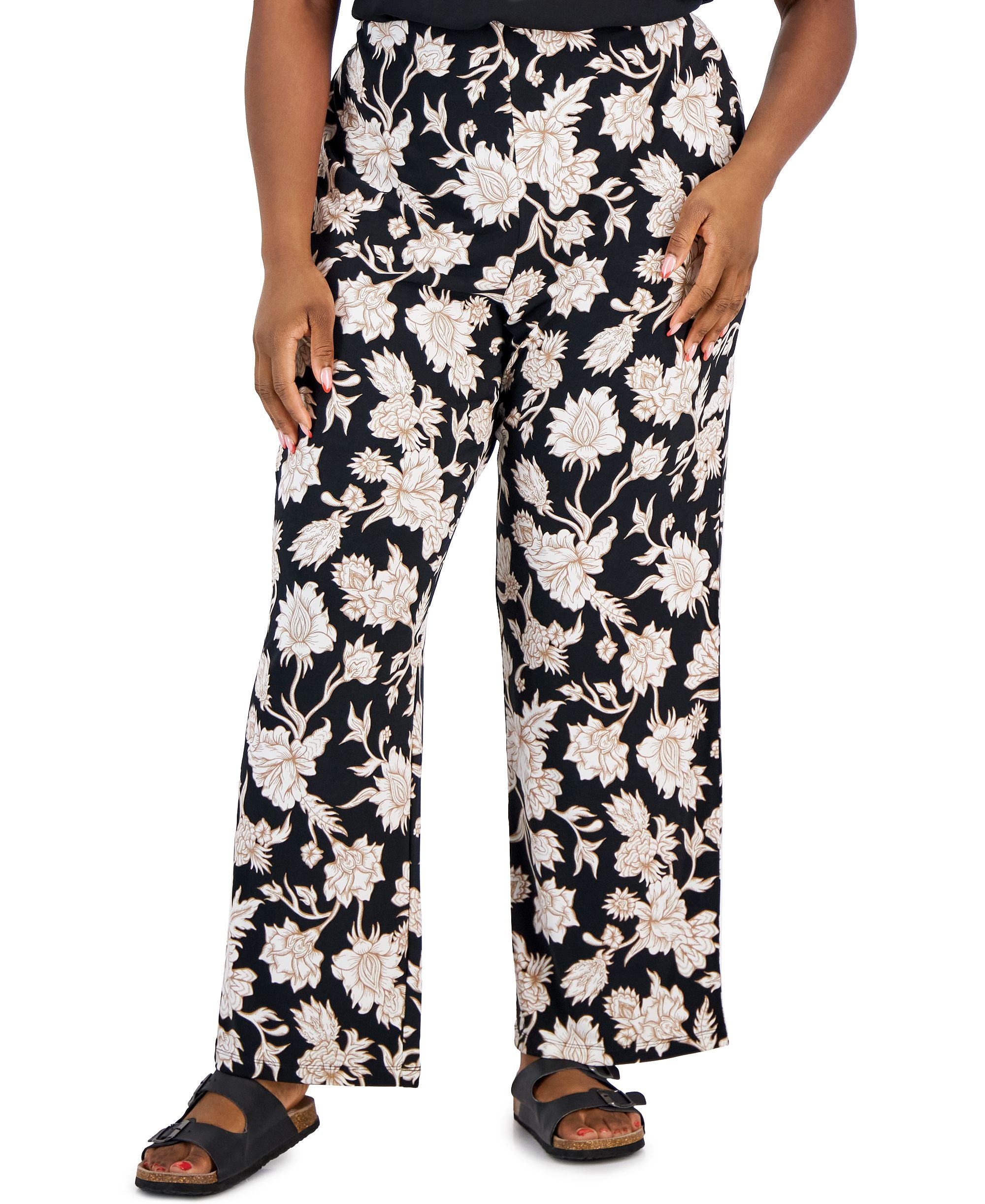 Plus Size Elena Printed Wide-Leg Pants
