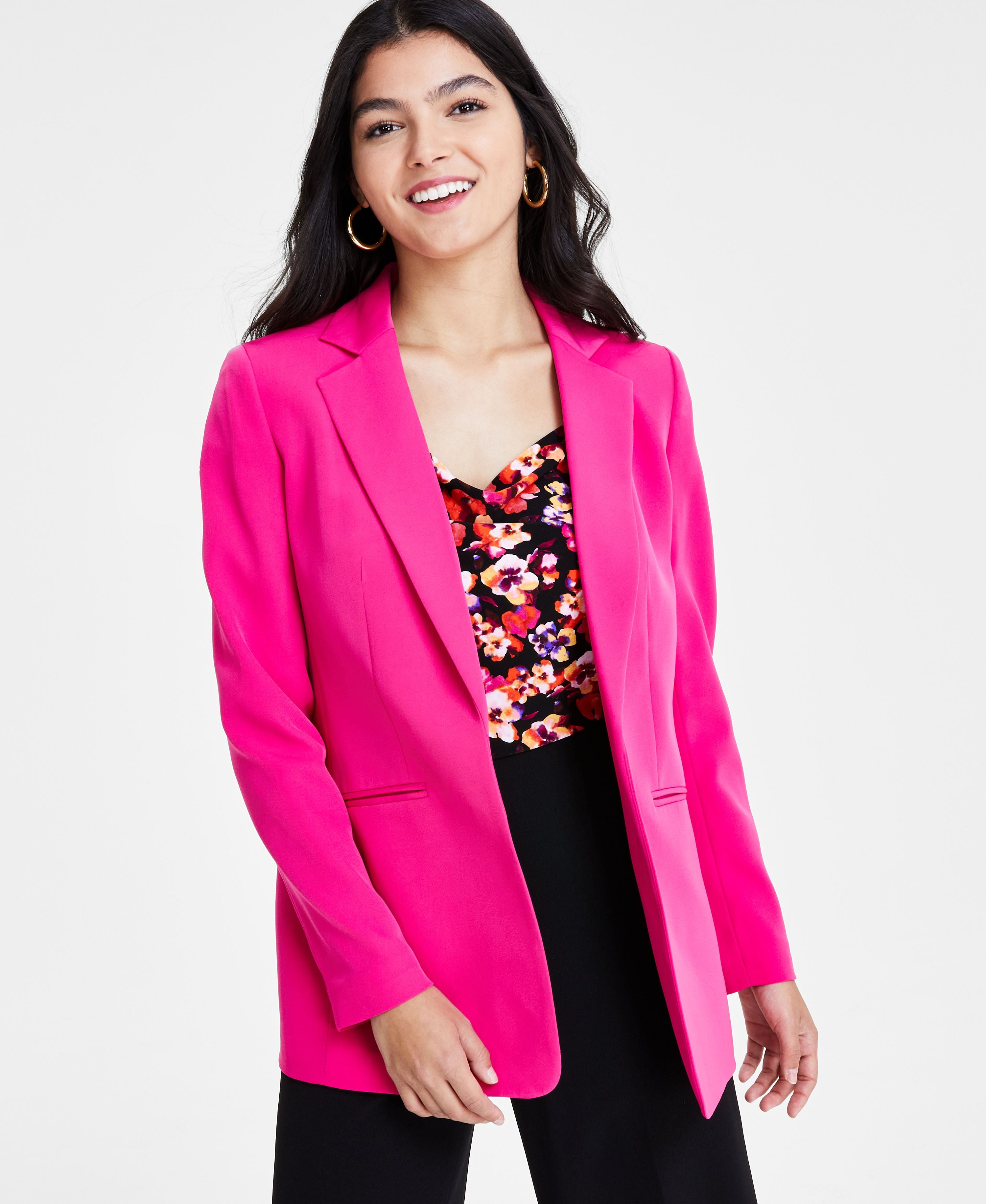 Women's Notched-Collar Open-Front Blazer