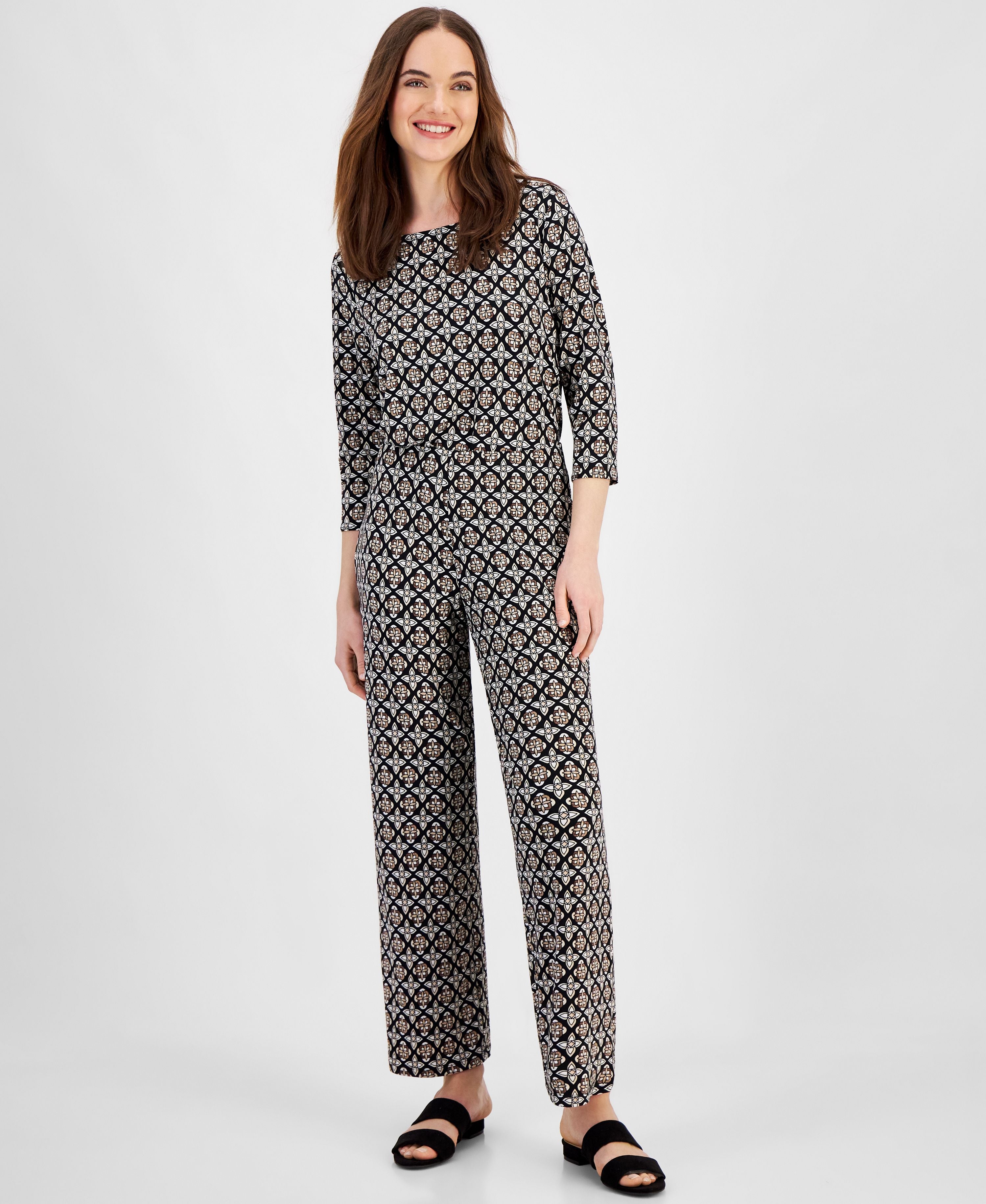 Petite Francesca Pull-On Foulard Knit Pants