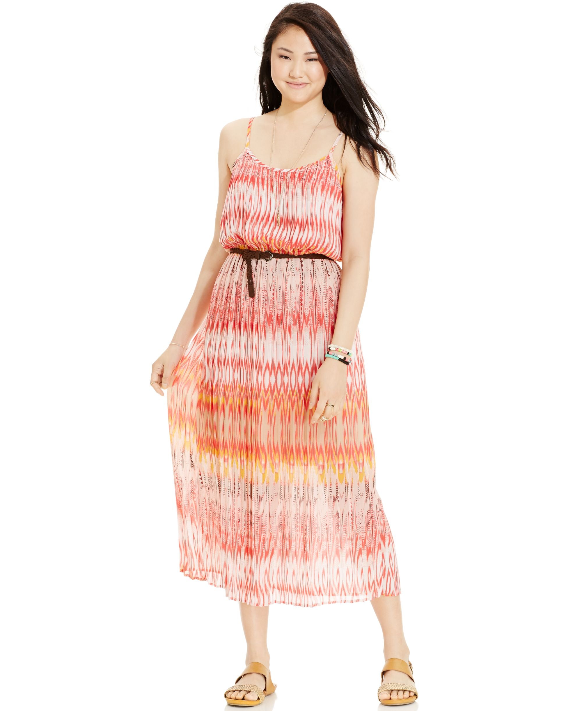 American Rag Juniors Pleated Print Maxi Dress
