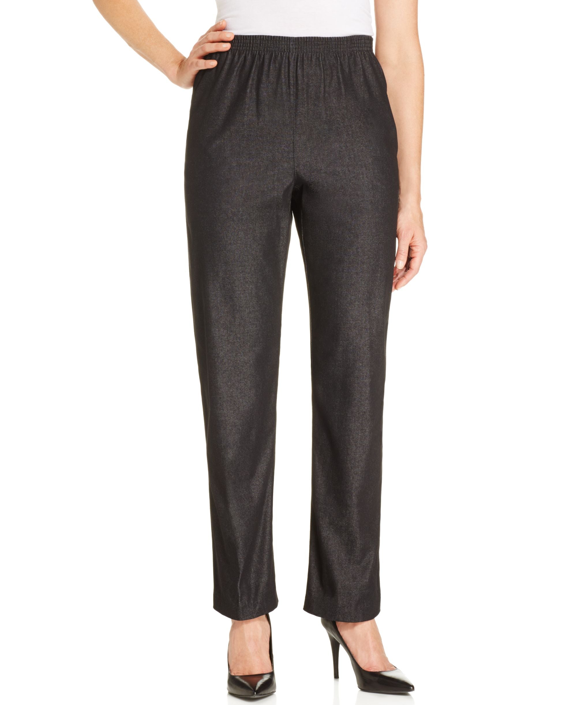Alfred Dunner Classics Denim Pull On Straight Leg Pants