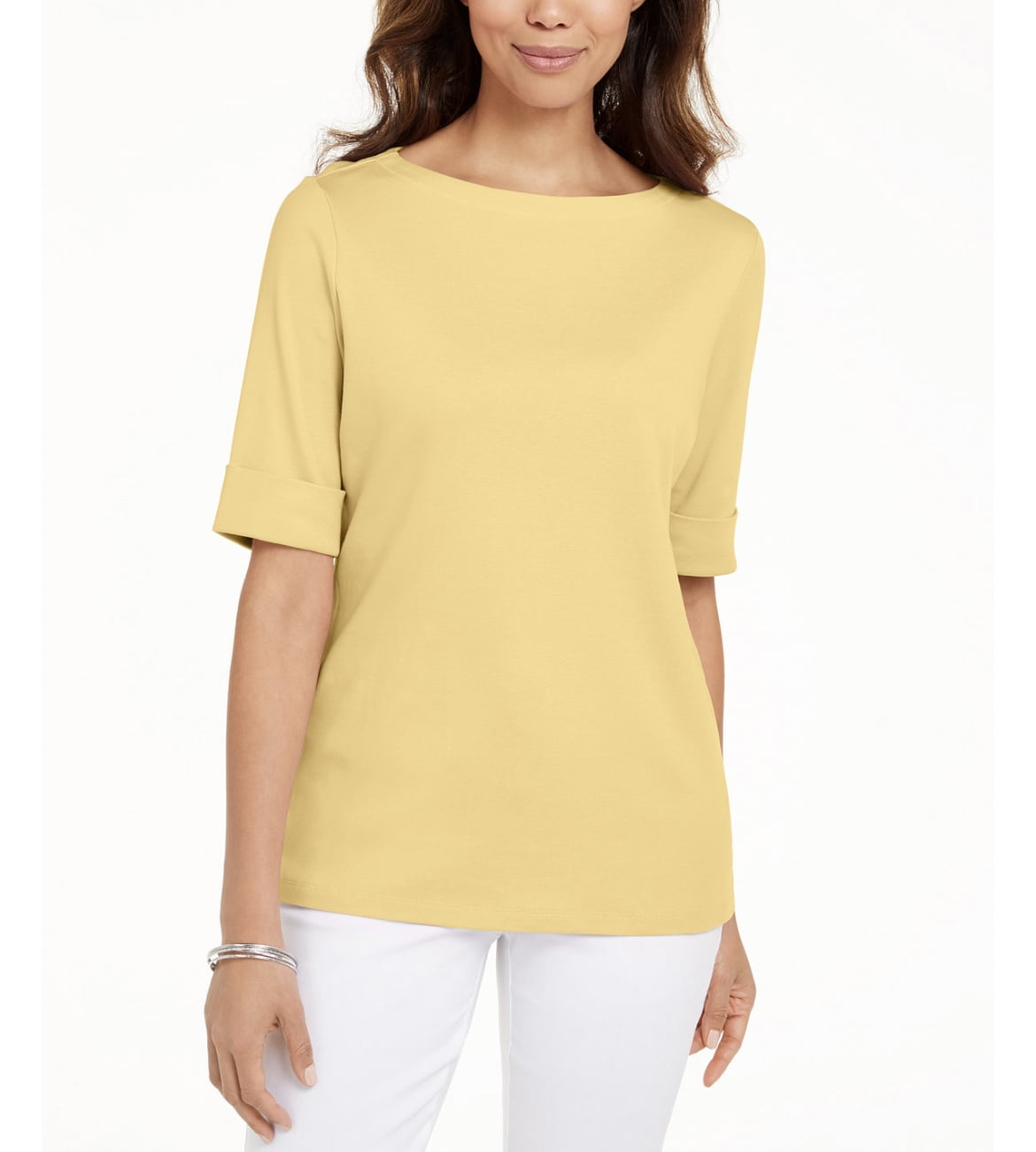 Cotton Boat-Neck Top
