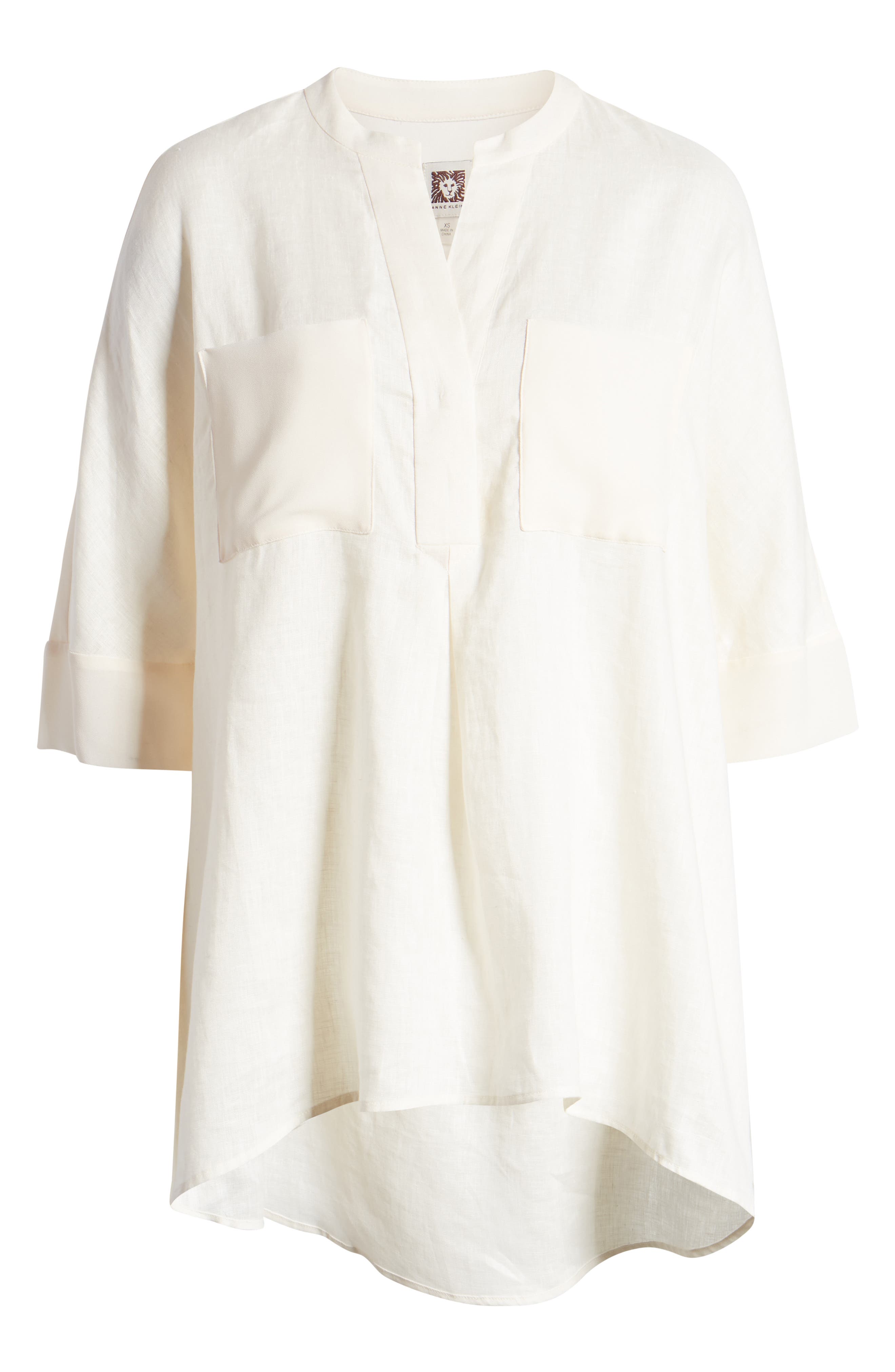 Anne Klein Asymmetrical Hem Linen Tunic Top Anne White S