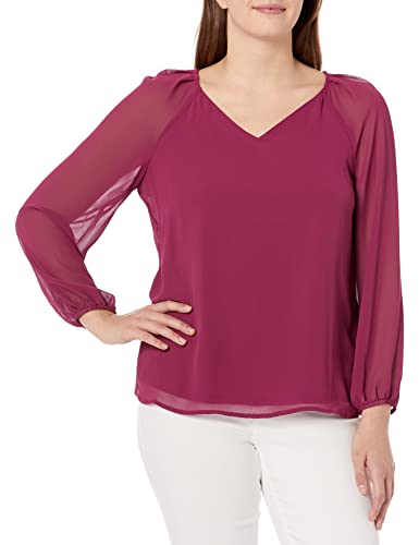 Womens Nine West Long Sleeve Bow Back Solid Blouse