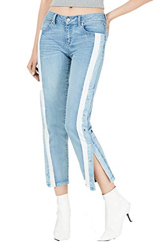 Juniors' Striped Snap-Side Jeans