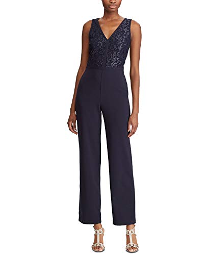Ralph Lauren Lace-Bodice Jumpsuit (Navy, 10)