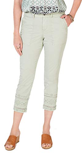 Embroidered-Hem Capri Pants