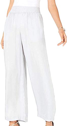Smocked-Waist Satin Pants