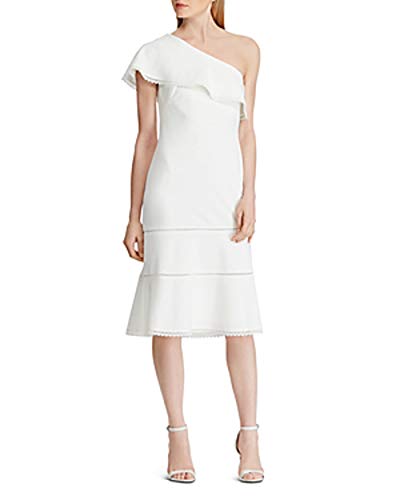 Ralph Lauren Womens Janicia Crochet Trim Crepe Sheath Dress (Chic Cream, 16)
