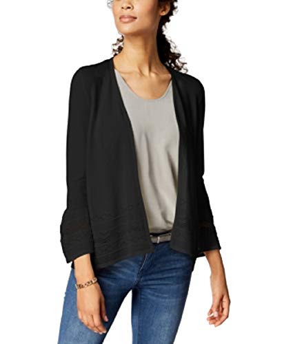 3/4-Sleeve Pointelle-Knit Cardigan
