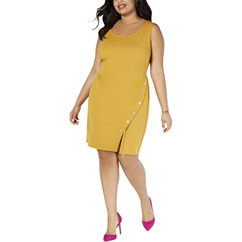 Plus Size Side-Button Sleeveless Shift Dress