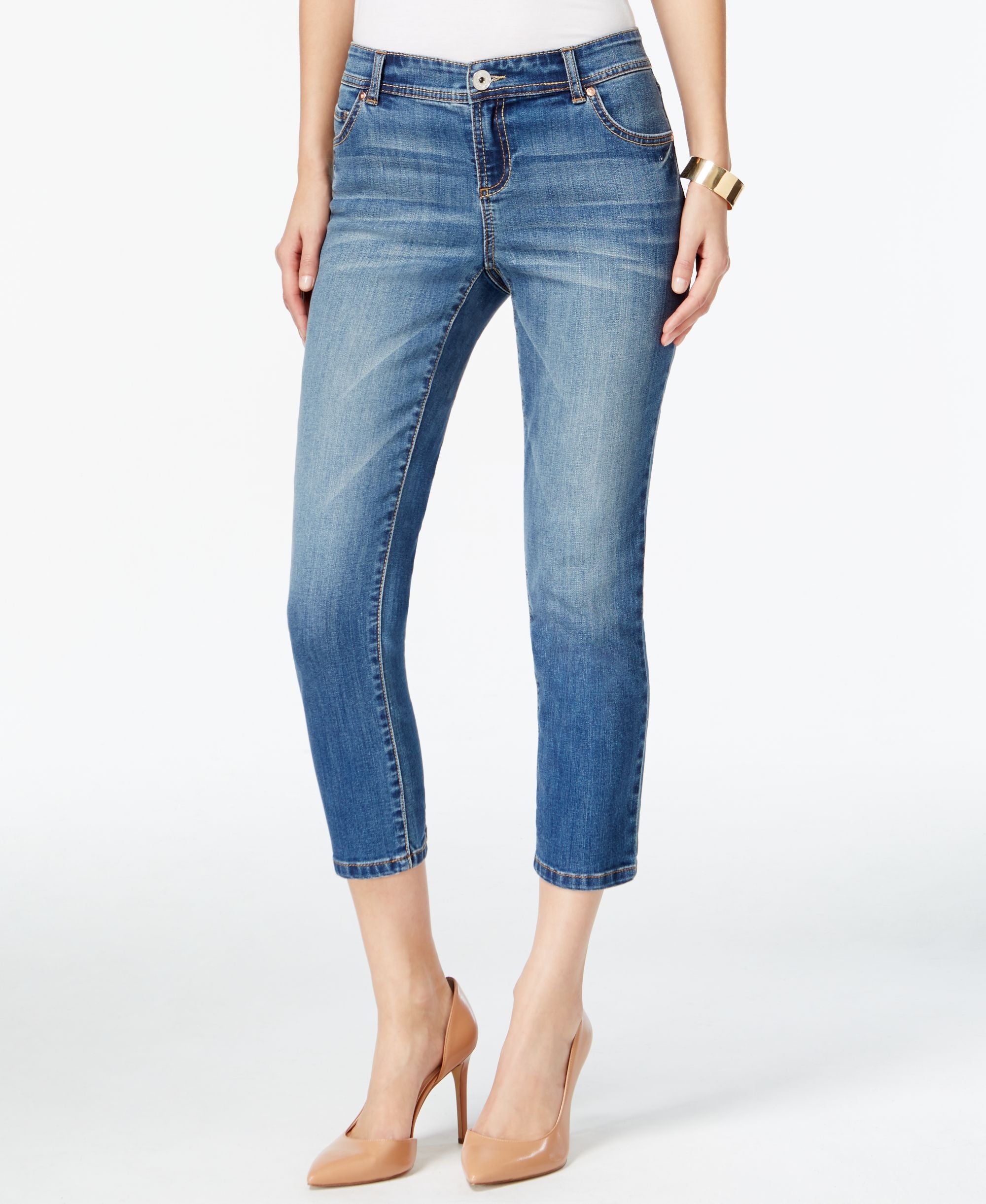 Regular-Fit Cropped-Leg Gardenia Wash Jeans