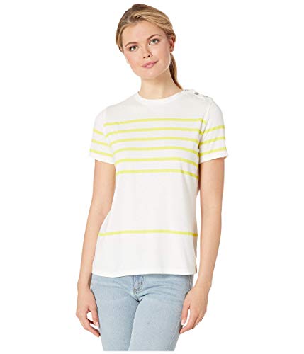 Ralph Lauren Lauren Striped Cotton-Blend Top (Silk White/Gustavia Sun, XS)
