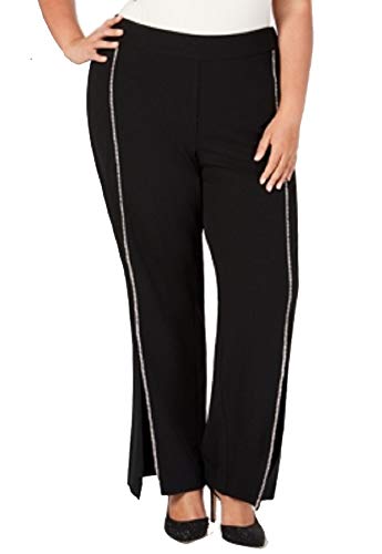 I.N.C. Plus Size Rhinestone-Trim Crepe Wide-Leg Pants