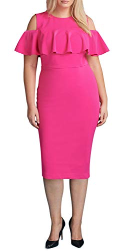 Plus Size Ruffled Cold-Shoulder Dress