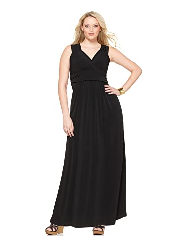 NY Collection Womens Ruched Empire Maxi Dress, Black, 1X