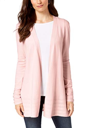 Petite Pointelle-Trim Open-Front Cardigan