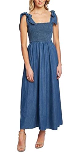 Cotton Smocked Denim Maxi Dress