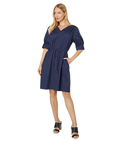 H Halston 3/4 Sleeve Banded Wrap Dress Classic Navy XL