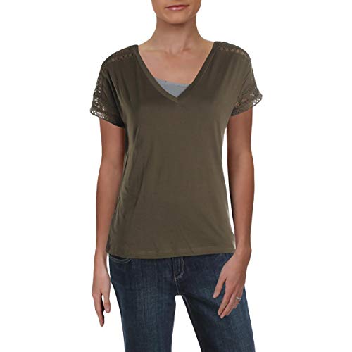 Lauren Ralph Lauren Lace Trim Short Sleeve Top
