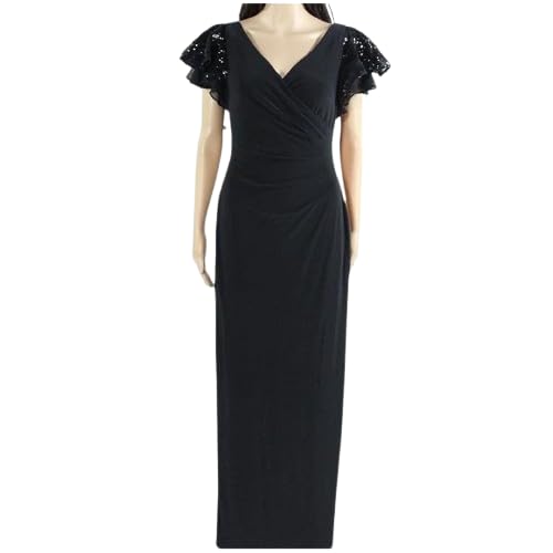 Lauren by Ralph Lauren Women's Dress Sheath Gown Sequin Black 2