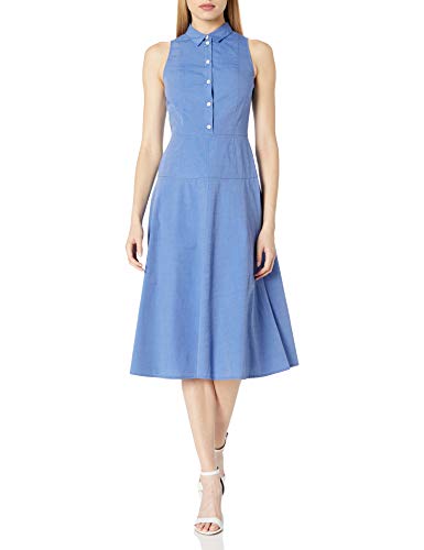 Collared Button Up Sleeveless Midi Dress