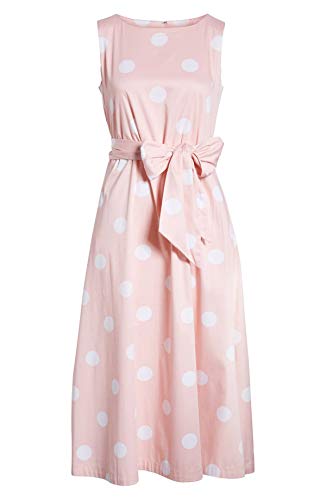 Anne Klein Deauville Dot Print Stretch Cotton Midi Dress (Cherry Blossom/White, L)