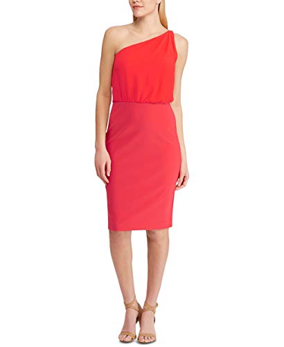 RALPH LAUREN Womens Holliston One Shoulder Midi Cocktail Dress Red 2