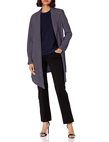 Anne Klein womens Drape Front Long Jacket Blazer, Nantucket Grey, Small US