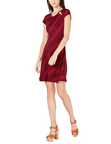 Michael Kors Petite Printed Cutout Dress (True Navy/True Red, P/S)