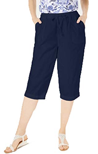 Karen Scott Cotton Cropped Pants (Intrepid Blue, S)