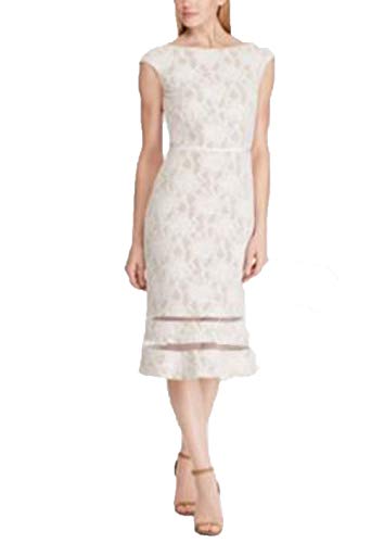 Ralph Lauren Lace Cap-Sleeve Dress (White Champagne, 12)