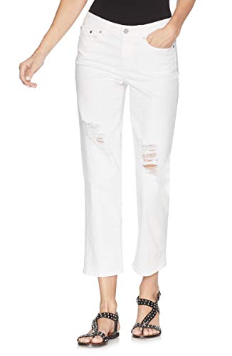 Cropped White Ripped Jeans
