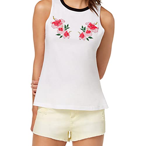 Floral-Embroidered Tank Top