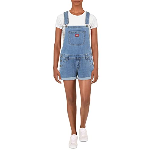 Dickies Womens Juniors Rolled-Hem Sleeveless Shortalls