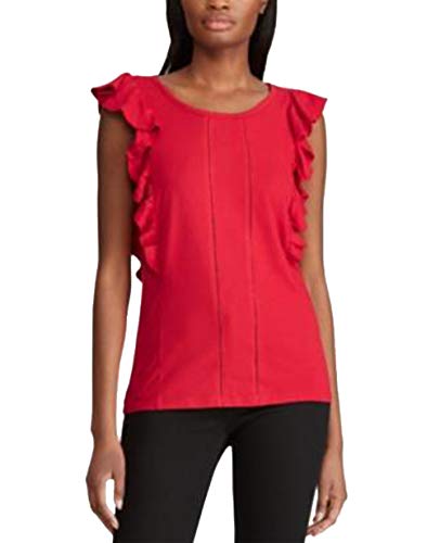 Ralph Lauren Flutter-Trim Top (Lipstick Red, XXL)