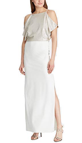 Ralph Lauren Shimmer Crepe Gown (Champagne/Silver, 6)