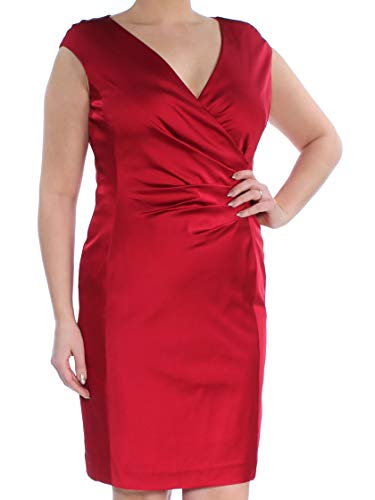 Ralph Lauren Women's V-Neck Sheath Dress (Red, 14)
