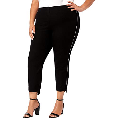 Alfani Womens Plus Piping Comfort Waist Ankle Pants Black 22W