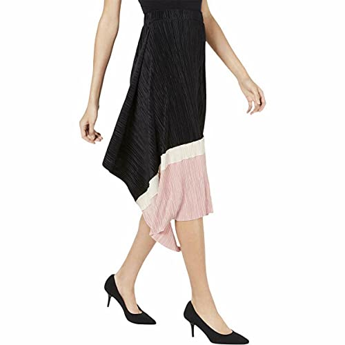 Asymmetric Pleated Colorblock Skirt