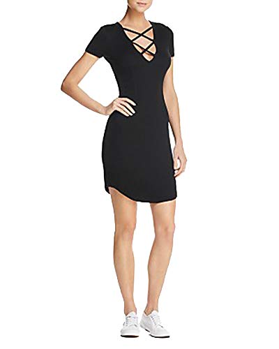 Olivaceous Lace-Up Rib-Knit Dress